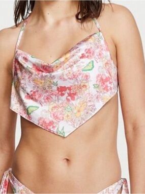 Victoria's Secret floral handkerchief bikini top Size M